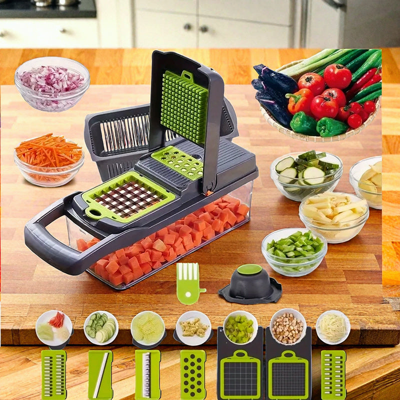 The 15-in-1 Multi-Purpose Food Processor Attachment is a versatile tool for your kitchen. Slice, shred, and grate vegetables like carrots, potatoes, and radishes with ease. Perfect for hotels and home kitchens, this attachment is a must-have for holiday