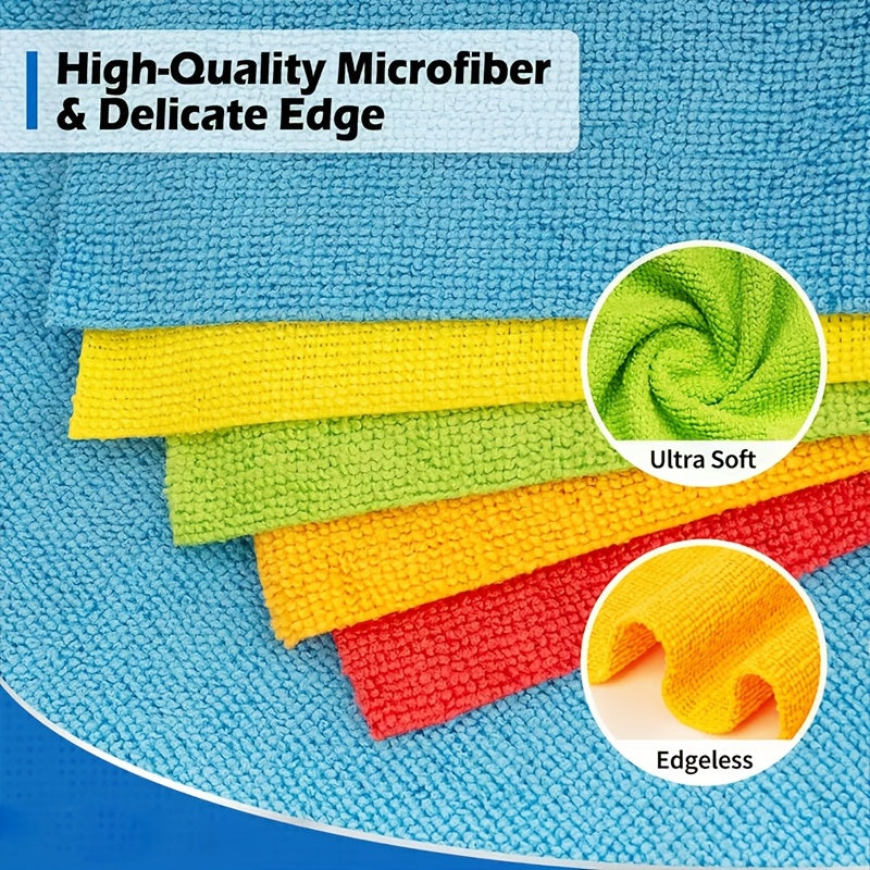 12 Vibrant Orange Ultra-Soft Microfiber Cleaning Cloths - Lint-Free and Reusable for Efficient Dusting and Cleaning of Cars, Faces, and Home Surfaces. Ideal for Bedrooms, Bathrooms, Kitchens, and Living Rooms. Includes Microfiber Car Towel.