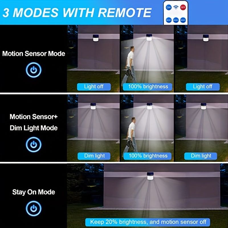 118 LED Solar Motion Sensor Flood Lights with Remote Control, 5.03m Cable, for Outdoor Security