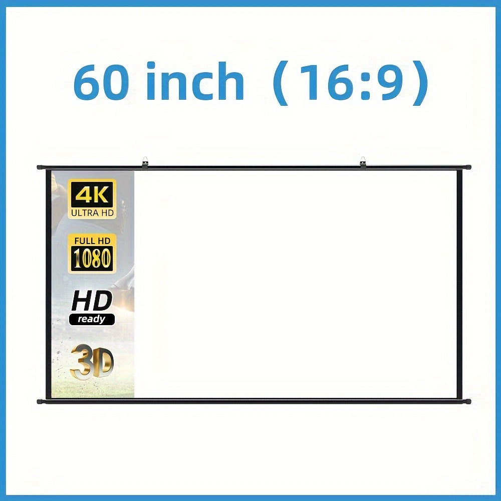 LEJIADA High-Definition Projector Screen - Wall Mount, Wrinkle-Free White, 152.4-304.8 cm, 160° Viewing Angle, Indoor, Home Theater & Office Use