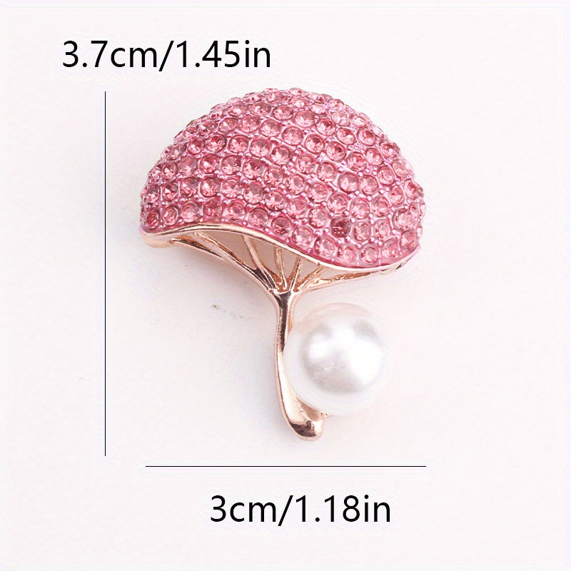 Beautiful and stylish vintage mushroom brooch adorned with sparkling rhinestones - Unique irregular design, ideal for adding flair to dresses and sweaters.