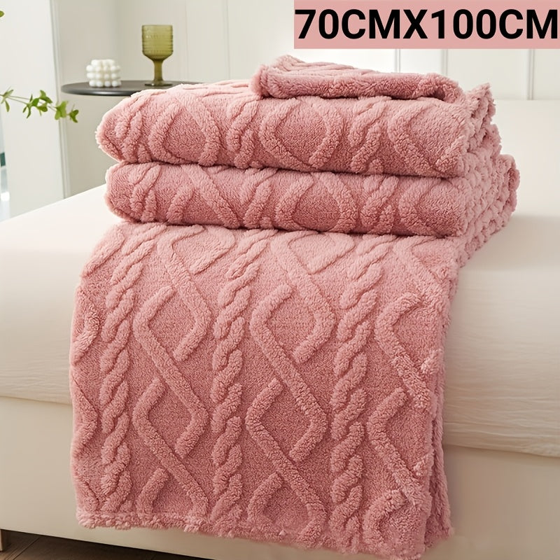 Hand Wash Only Lamb Fleece Blanket with Non-woven Coral Fleece Plush Thick Warm 3D Geometric-Pattern - Soft Cozy Flannel Throw Perfect for All Seasons. Featuring Contemporary Style Multifunctional design for Bed, Couch, or Travel. Made of 100% Polyester.