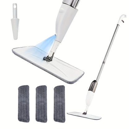 The 124.46cm Microfiber Spray Mop with Scraper is ultra-absorbent and versatile. It can be used for wet and dry cleaning of hardwood, laminate, and ceramic floors. The long handle makes it easy to clean hard-to-reach areas. It includes 3 reusable pads