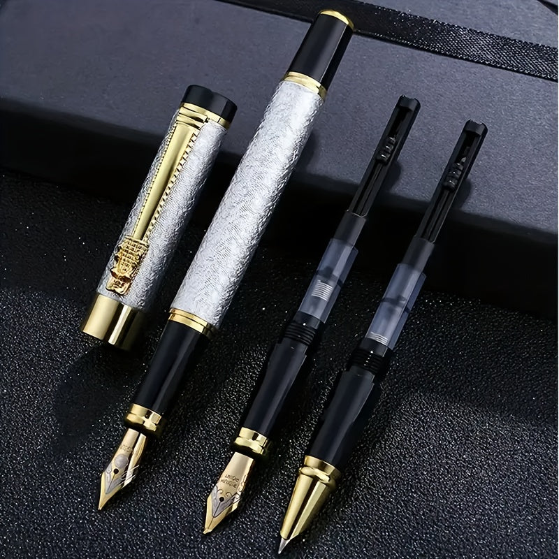 Set of 3 Metal Fountain Pens with Iridium Nibs (0.38mm/0.5mm/1.0mm) - Great for Writing & Drawing, Perfect Gift for Holidays