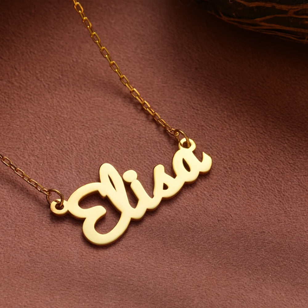 Personalized Stainless Steel Pendant Necklace - Custom "Elsa" Name Design, Elegant and Versatile Gift for Mom, Great for Birthdays & Christmas, Suitable for Daily Wear or Special Occasions, Simple yet Stylish Fashion Statement