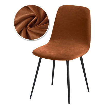 Arc-shaped short back chair slipcover made of velvet fabric, suitable for bar chairs in dining rooms and home offices.