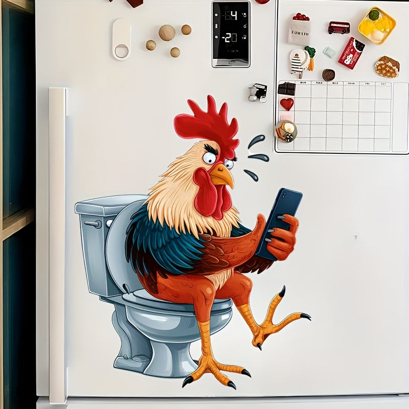 1pc Rooster spoof series mobile phone stickers for home decoration including wall stickers. Perfect for toilet seat and water tank decoration, very entertaining.