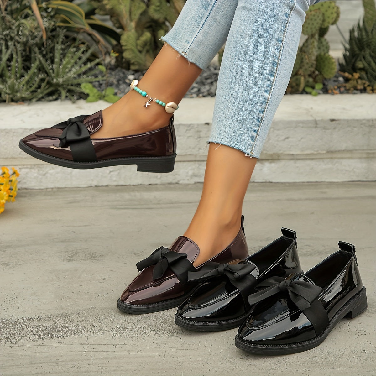 Summer loafers with bowknot detail, perfect for office and daily wear.