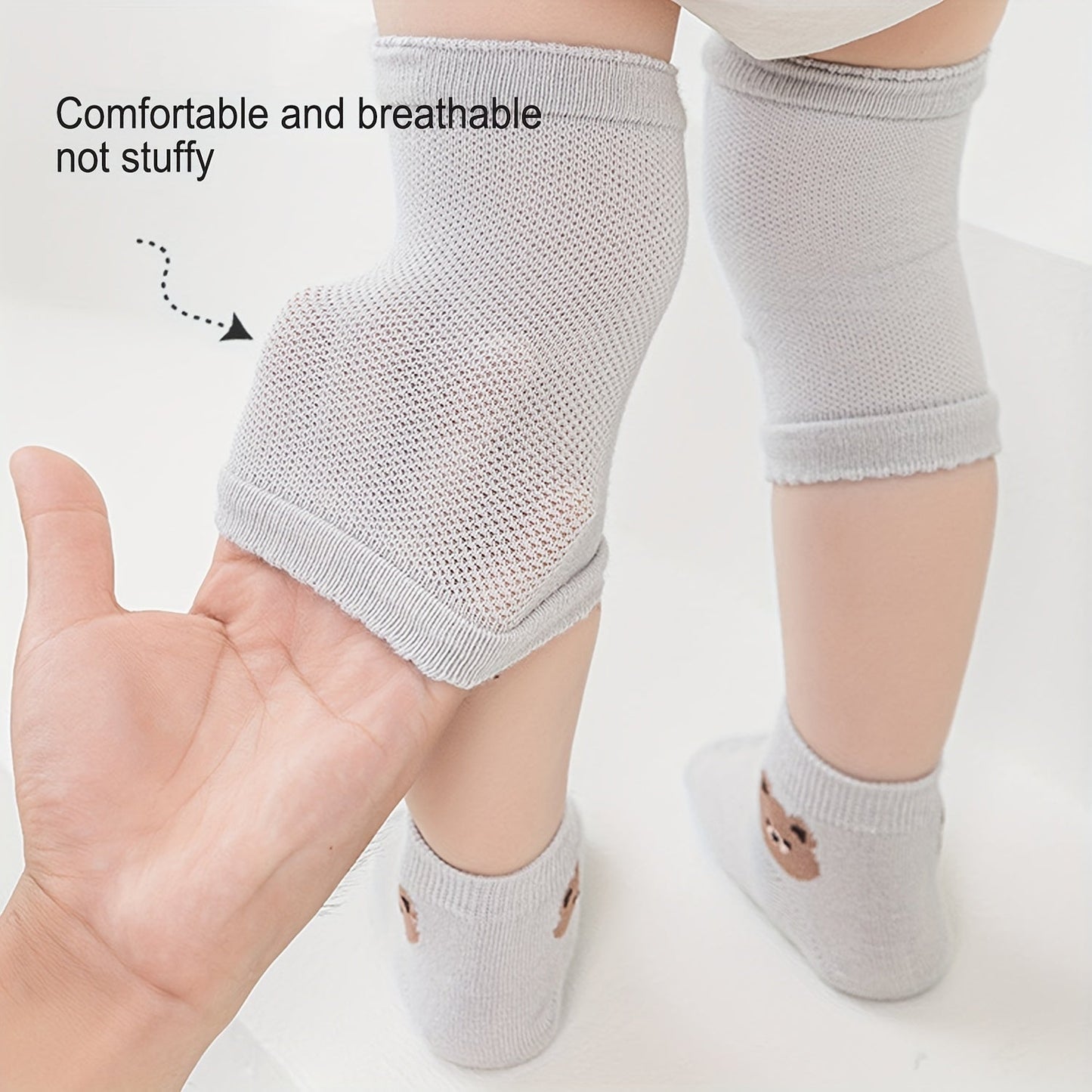 Set of 8 Baby Crawling Knee Pads with Non-Slip Design and Unisex Protective Socks - Includes 4 Pairs for Boys and Girls!