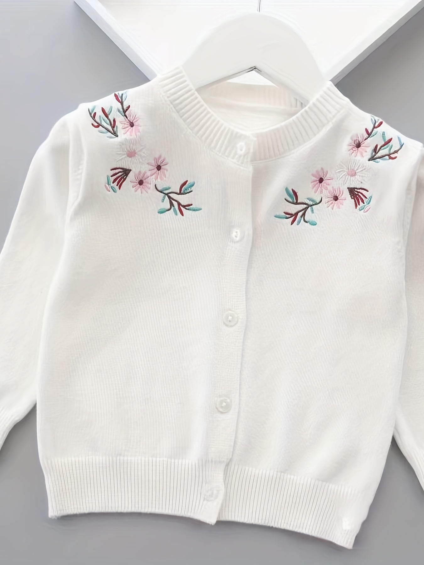 Cute Floral Knitted Cardigan for Little Girls - Spring/Autumn Cotton Coat