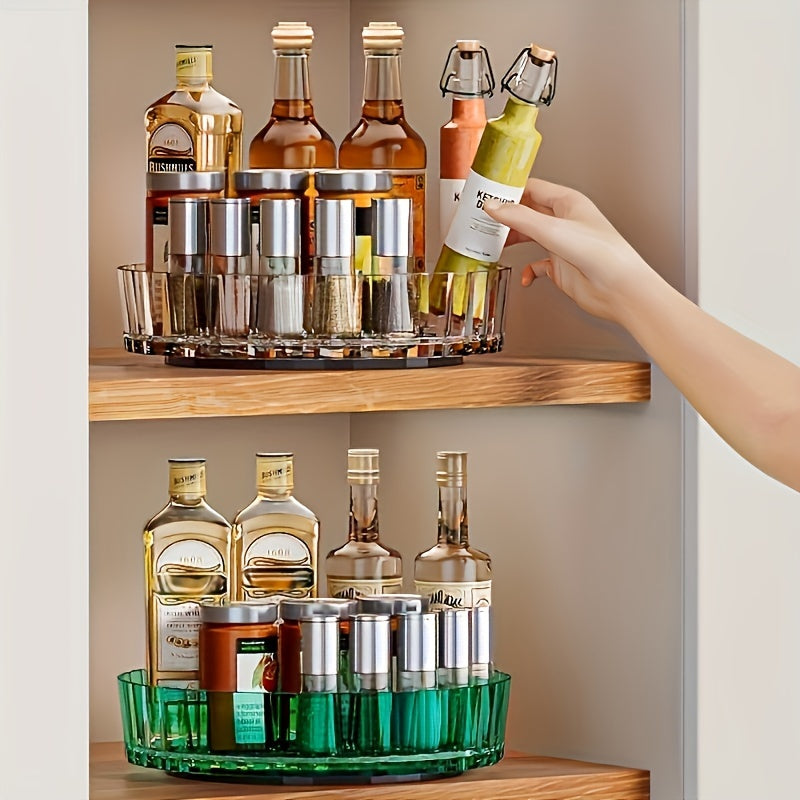 360° rotating spice rack organizer for kitchen, cabinet, fridge, and bathroom - multipurpose storage solution for condiments and seasonings, with storage bins for home organization.