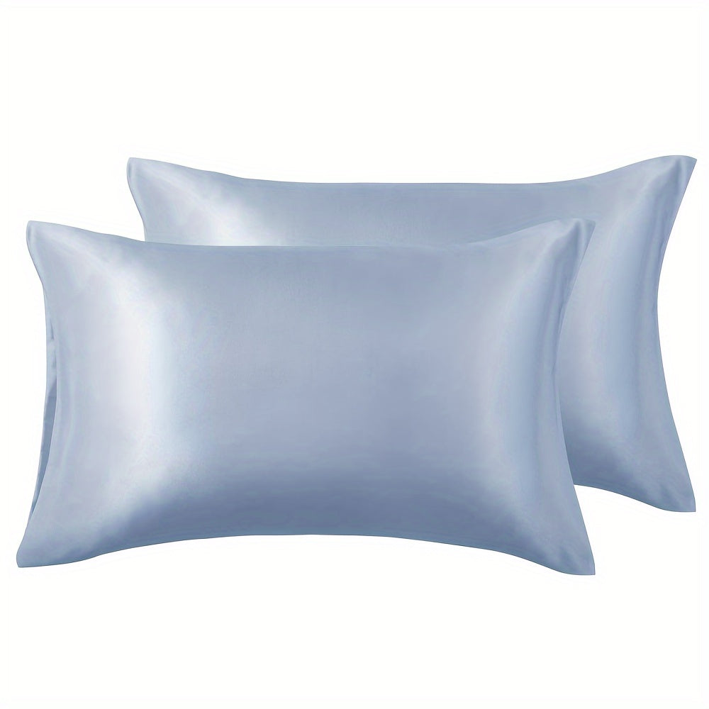 Pair of 2 Satin Pillow Protectors, Hypoallergenic and Soft Silk-Like Feel, Resistant to Wrinkles, Machine Washable, Made of Polyester with 80-85g Fabric Weight, No-Pilling Technology