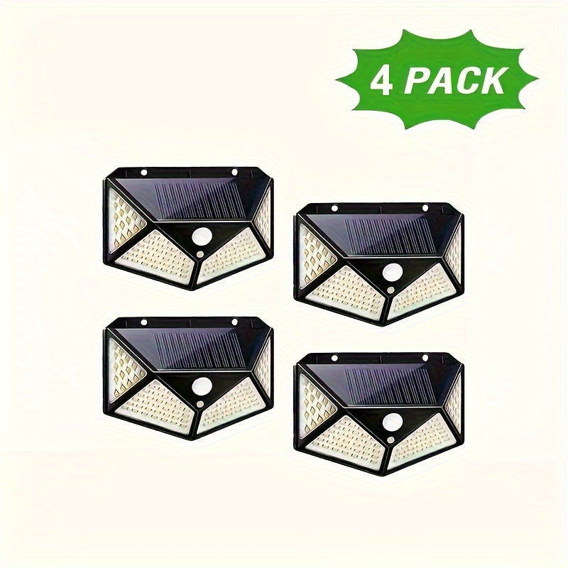 Solar lights outdoor in 1/2/4/6pcs, featuring 100LED with 3 modes and 270° lighting angle. Motion sensor security lights powered by solar energy, ideal for backyard, garden, fence, patio