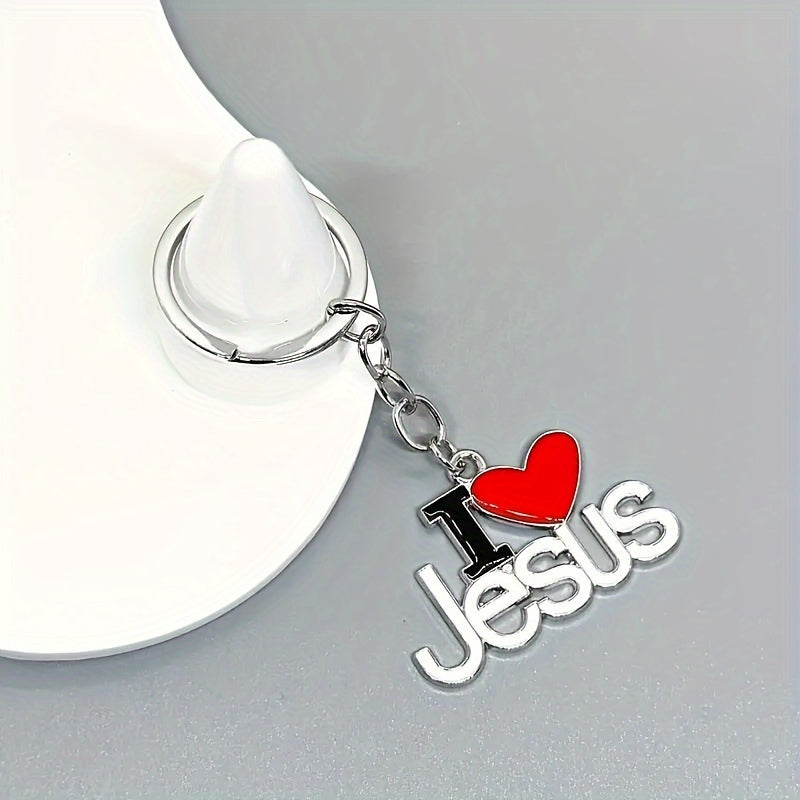 Set of 20 I Love Jesus Keychains, Religious Alloy Pendant Keyrings, Heart-Shaped Charm, Women's Key Ring, Christian Faith Favors, Prayer Gifts for Decorating, Birthday Celebration with Ring Loop