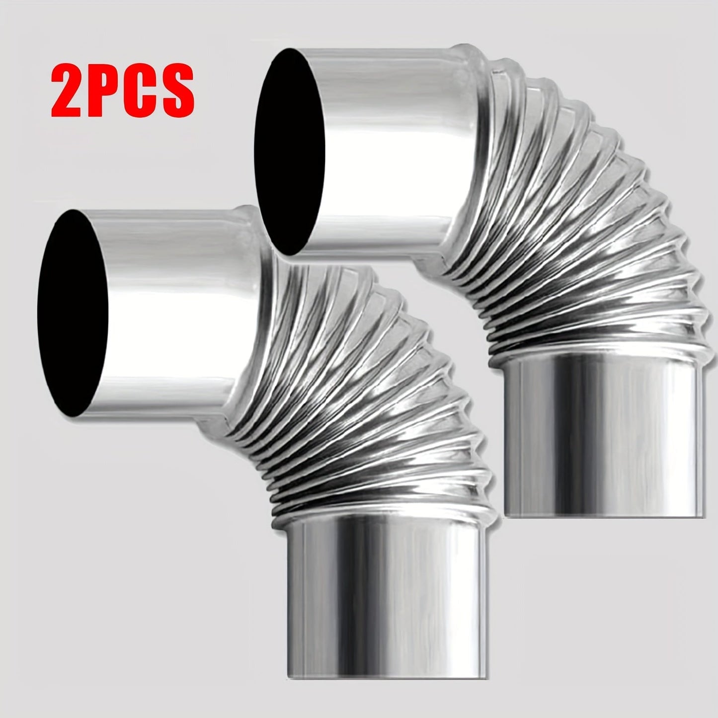 Two 90-Degree Stainless Steel Stove Pipe Bends, 2.36 Inches Each, for Outdoor Camping Tent Stove. Ideal for Wood-Burning Stove Chimney Extension and Conversion. Must-Have Accessories.