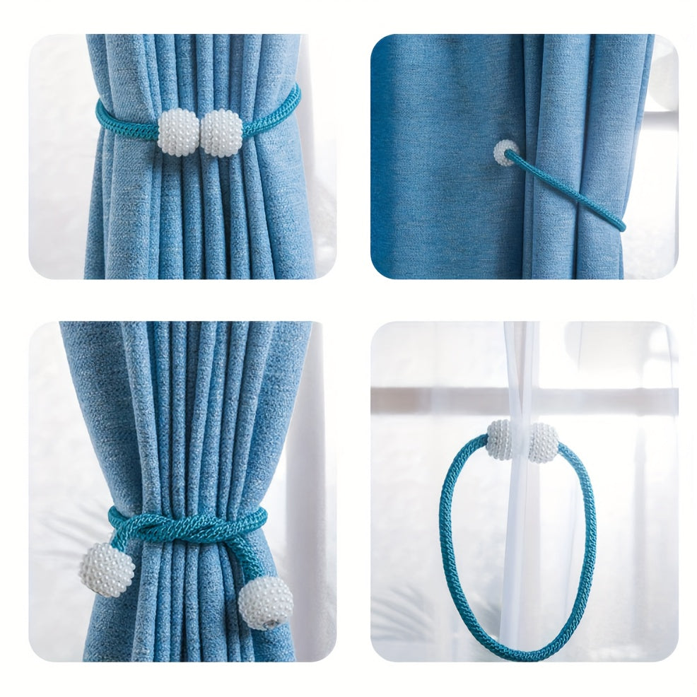 Decorate your home with these elegant Magnetic Curtain Tiebacks featuring faux pearl ball accents. Use them to hold back curtains and drapes in your bedroom or living room for a stylish and functional touch.