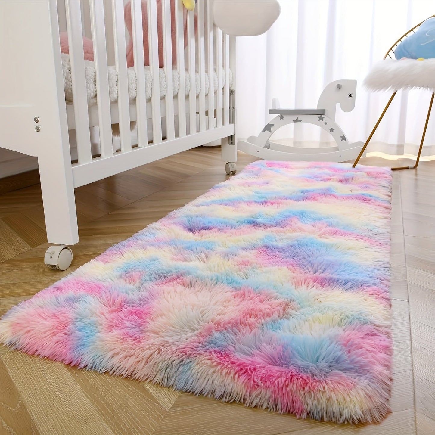 Rainbow Design Area Rug, Vibrant Decorative Carpet, Soft and Cozy Floor Mat, Perfect for Bedroom, Living Room, Leisure Area, Beside the Bed, Coffee Table, Cloakroom, Shower, Entryway, Sofa, Floating Window, and Spring Decor.