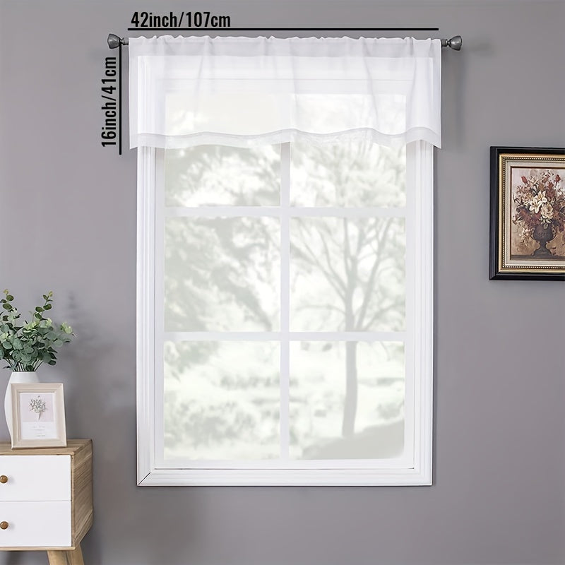 Set of 2 Linen Textured Semi-Sheer White Kitchen Curtains, Cafe Curtain Tiers with a Boho Farmhouse design. Perfect for Bedroom, Living Room, Home Decor, Basement Window or RV Camper.