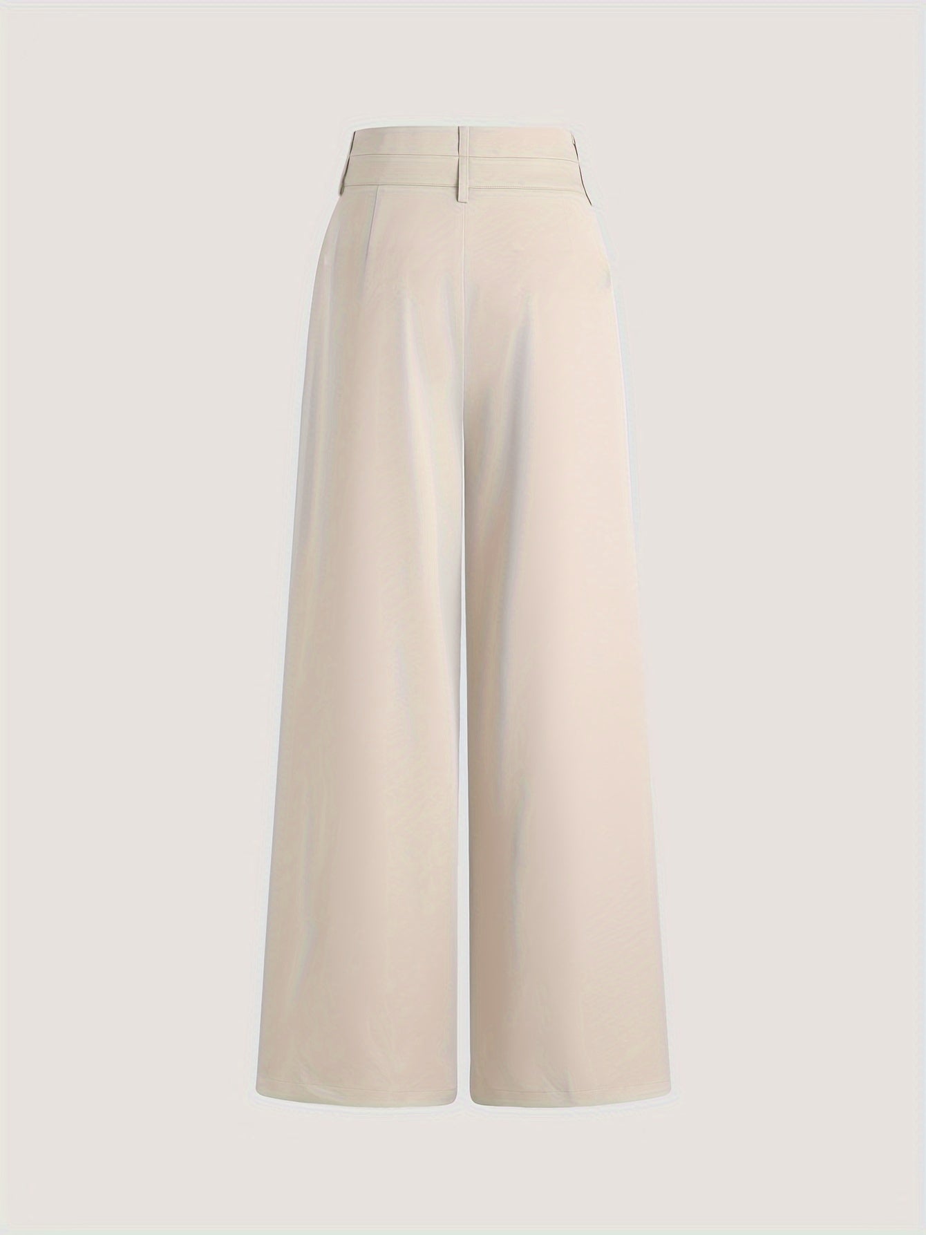 High-waisted wide leg pants for women in solid color, made from a polyester blend. Features button detail and suitable for all seasons.