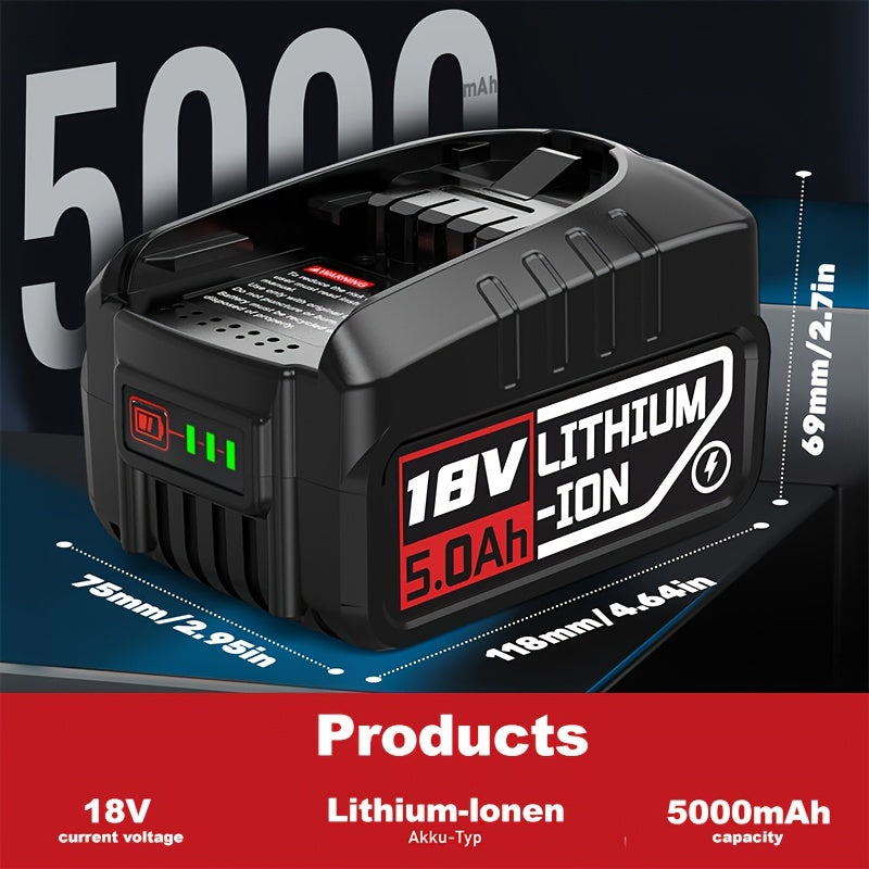 ACIGON 18V 5.0Ah Lithium-Ion Rechargeable Battery, compatible with Bosch Gloria 18V and Gardena 18V power tools. Ideal for home, dorm, gardening, and outdoor use. Made from durable PC/ABS