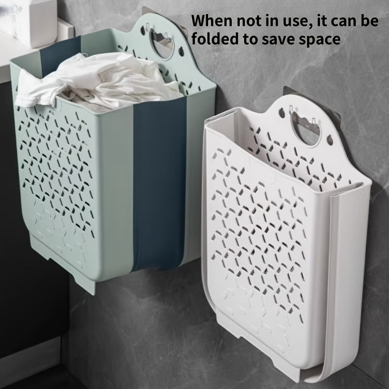 One Foldable Laundry Basket Set of 3 – Hangs on Wall Without Drilling – Multipurpose Dirty Clothes Bin for Bathroom or Wall – Includes Hanging Hook – Perfect for Laundry Organization