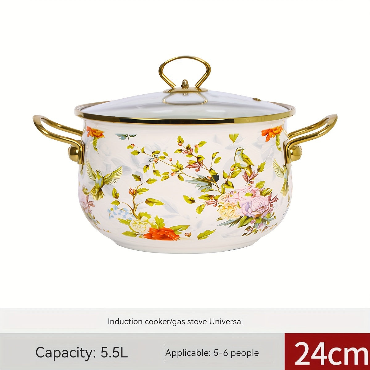 Premium Enamel Soup Pot featuring Dual Handles - Designed for High Temperatures, Spacious for Stewing & Boiling, Compatible with Gas and Electric Stoves, Ideal for Home and Restaurant Use in Kitchens