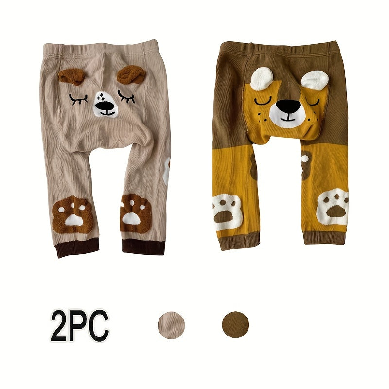 2 cute cartoon cotton blend leggings for youngsters, soft, stretchy, and perfect for all seasons