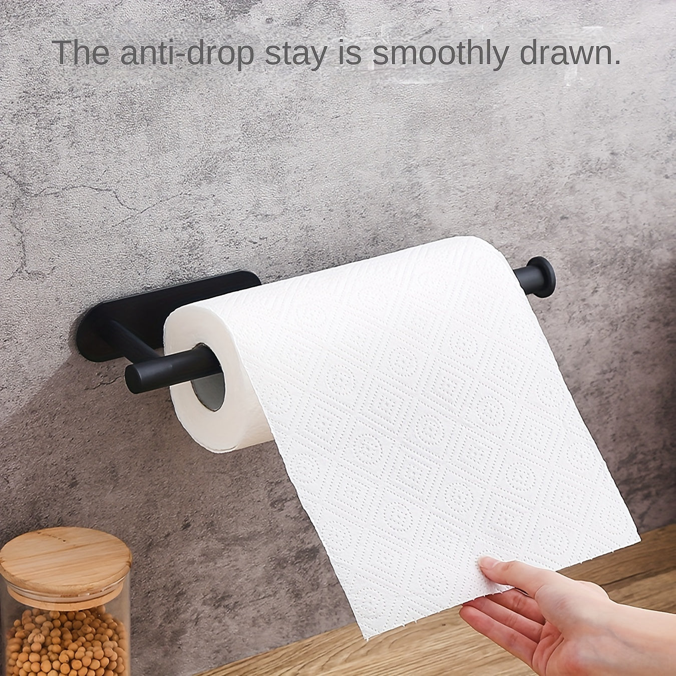 Wall Mount Kitchen Paper Towel Holder - Dual Roll Capacity, Plastic Wrap and Towel Organizer, Modern Black Design for Home and Bathroom