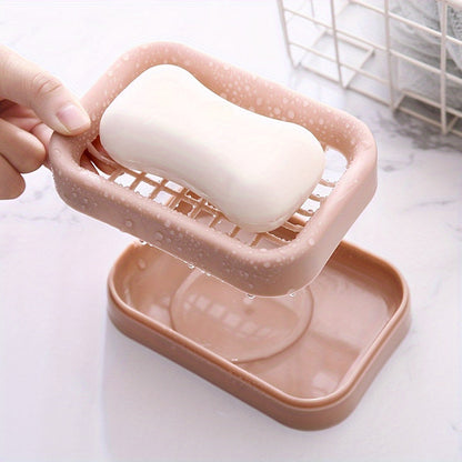 Stylish and Sturdy Solid Color Soap Dish with Drain - No Electricity Required, Ideal for Organizing Your Bathroom