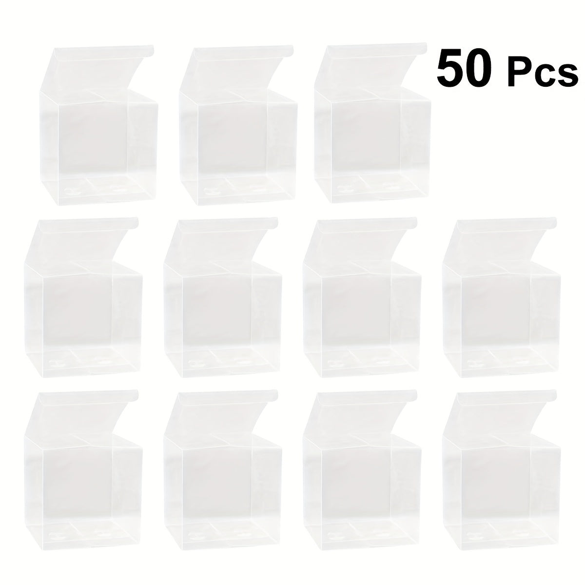 50 transparent PVC gift boxes for candles, each measuring 4.98*4.98cm. Great for party supplies.