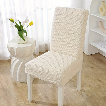 Elastic chair covers in sets of 2, 4, or 6 for restaurant and hotel dining chairs provide protection.