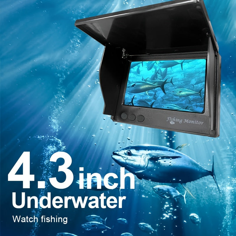 New 4.3-inch underwater fish finder features high-definition display, night vision, and camera for viewing fish at the bottom - ideal for fishing.