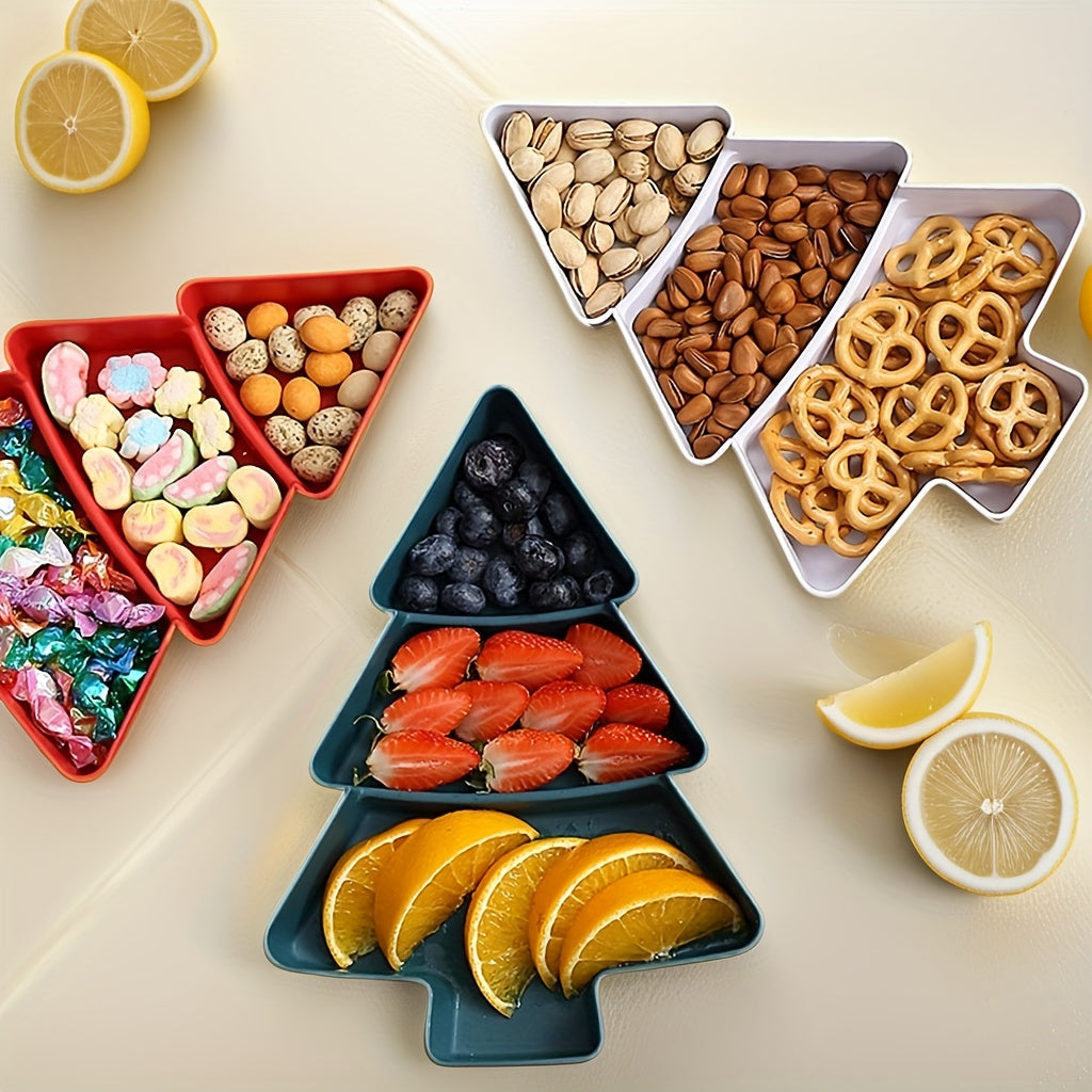 Christmas Tree Snack Tray perfect for serving nuts and fruits or candies at home, office, or parties. Great for Christmas decorations.