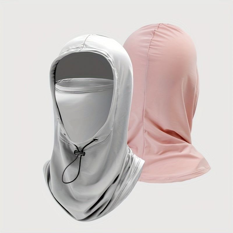 Unisex Ice Silk Balaclava Set with Full Coverage Sun Protection - Solid Color Ski Mask, UV Protection Neck Gaiter, and Sun Cap for Women and Men