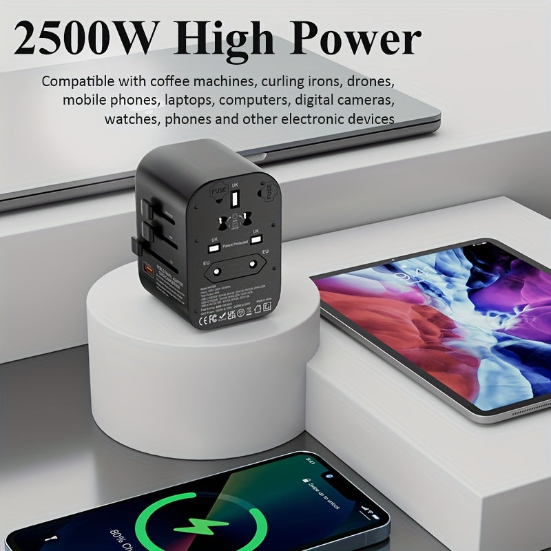 65W PD GaN Fast Charger, Type-C travel adapter compatible with multiple standards for efficient charging of mobile devices and laptops, portable.