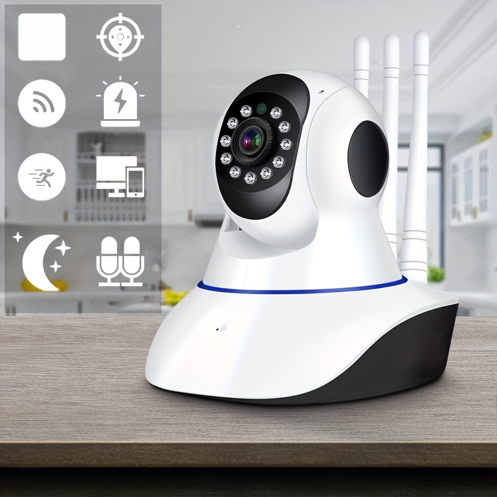 The YIIYRY Wireless Home Security Camera offers Full HD 1080p surveillance with infrared night vision, motion detection, and 2-way audio. It is WiFi-enabled and smartphone compatible, powered by USB. This camera is ideal for both home and office use and