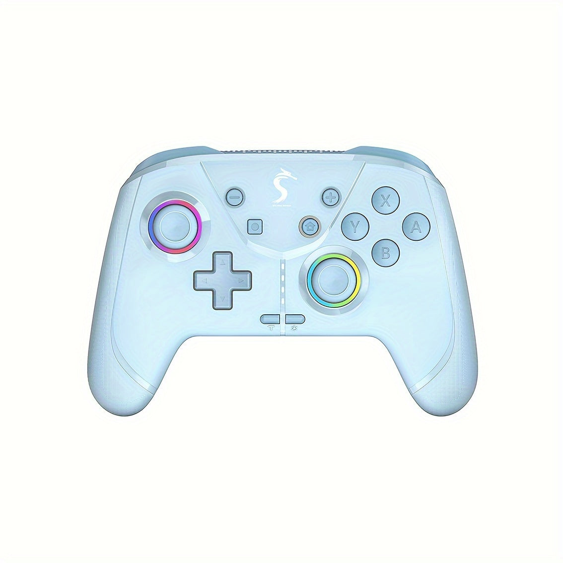 Versatile wireless game controller with vibrant RGB lights, dual motors, 6-axis gyro, customizable buttons, long-lasting battery, ergonomic design, durable build.