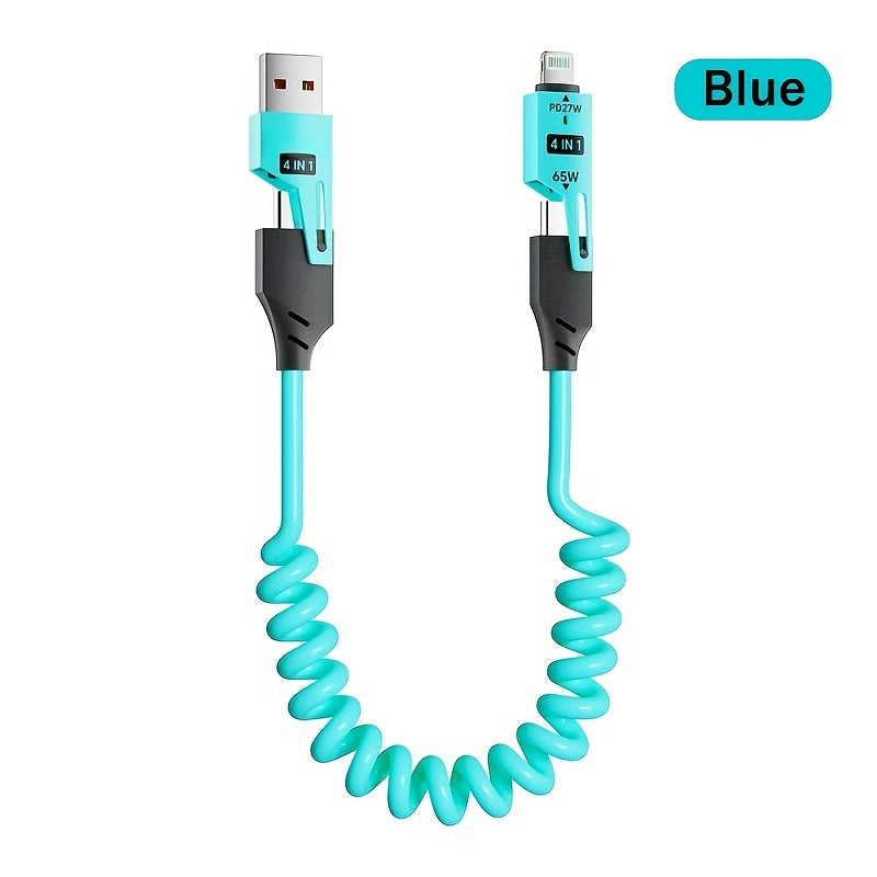 Top choice: 65W 5A universal 4-in-1 high-speed charging data cable for various devices, including SamSung, OnePlus, Mi, Huawei, OPPO, and iPhone series. Ideal for car charging and