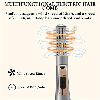 CRASTS Professional Hair Dryer Brush Comb Set, 800W Dual-Function Heat Styling Tool with Replacement Brush Heads. European Standard Plug, 220V Plug Powered. Ideal for Straightening and