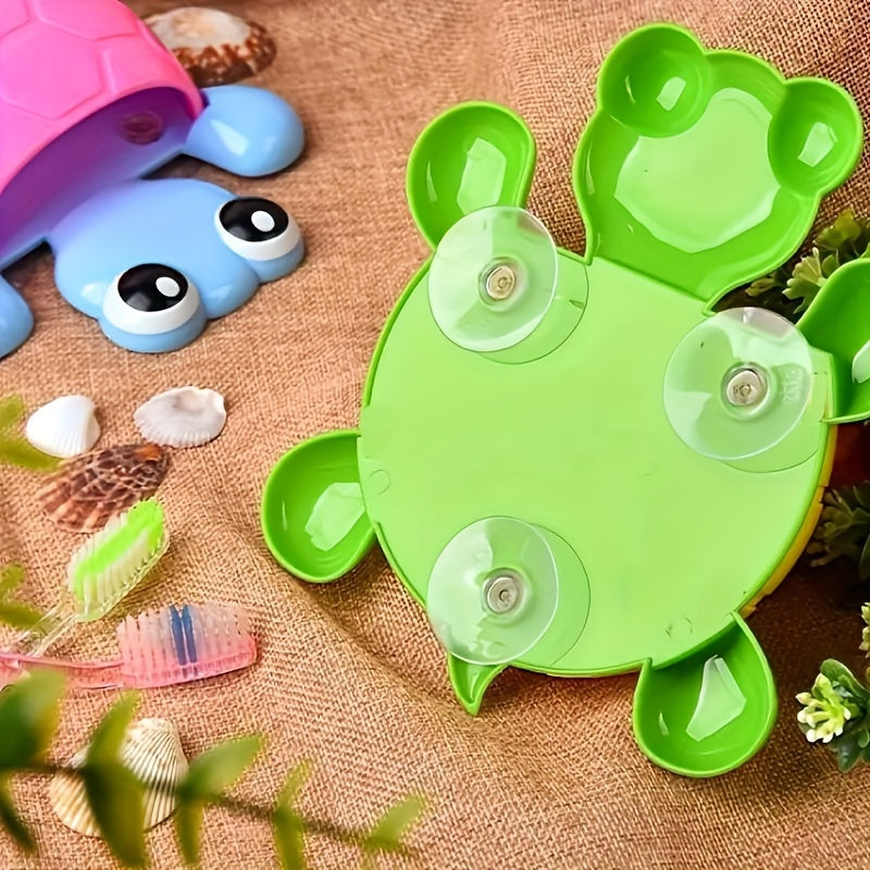 Turtle design suction cup toothbrush holder, great for Halloween and Christmas decorations.