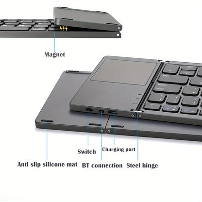 Foldable wireless keyboard for computers, offices, and travel.