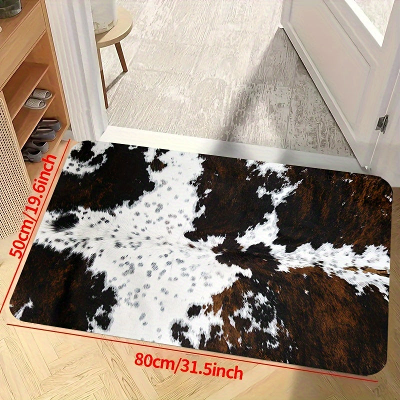 Cowhide Design Kitchen Mat: Keep your kitchen floor oil-proof with this durable and waterproof furniture throw carpet. This washable runner rug is perfect for spring decor and also makes a great gift for the corridor, laundry room, living room, bathroom