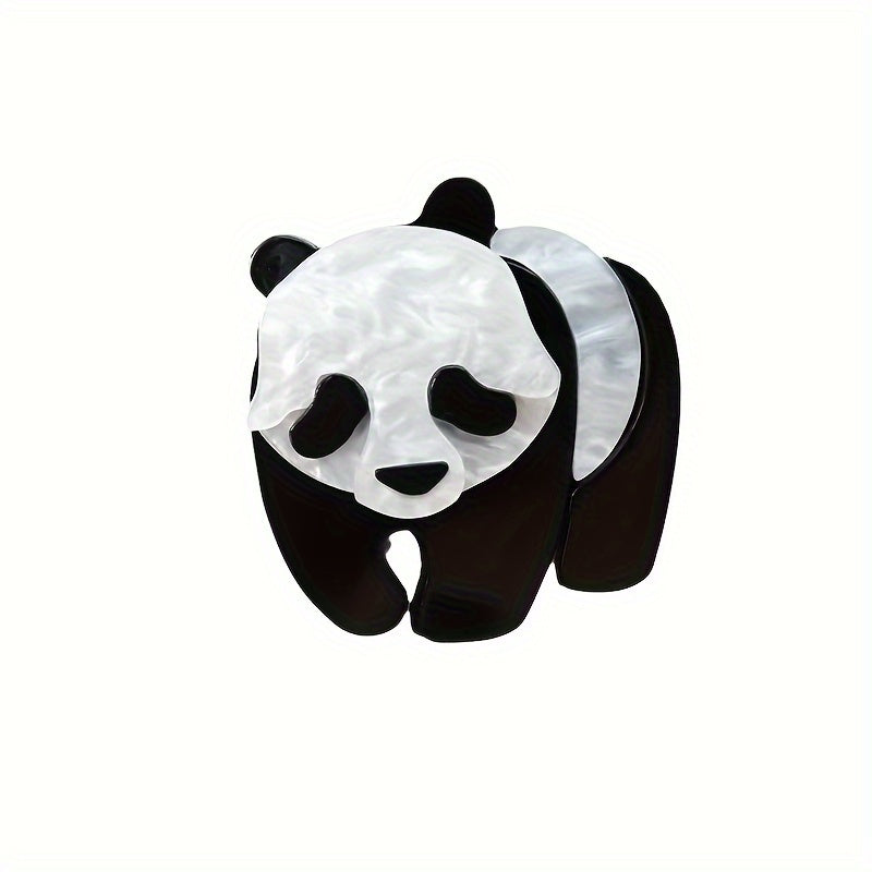 Add a touch of charm to your outfit with this Acrylic Panda Brooch. This fashionable and abstract cute cartoon pin is a unique accessory for women's novelty clothing. Perfect for ladies who love animal shapes and cute styles, this fashion jewelry piece