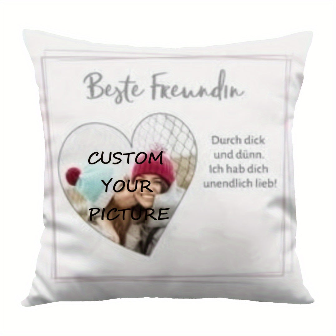 Personalized Soft Plush Pillowcase with Customizable Image - Ideal for Best Friends - Great for Decorating Sofa, Car, or Bedroom - 45.72x45.72 cm Size (Cushion Not Included)