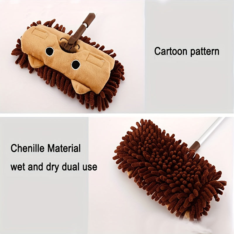 Children's Mop for Household Cleaning - 1 Piece. This retractable mop is a fun children's toy and a mini flat mop for cleaning. It features chenille dust removal tool for easy corner cleaning in children's bedrooms. Perfect for play house fun!