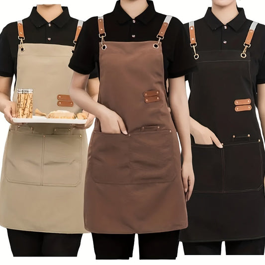 Waterproof and stain-resistant restaurant apron with pockets, perfect for both men and women. Ideal for use in coffee bars, restaurants, and as versatile waterproof work attire around the waist.