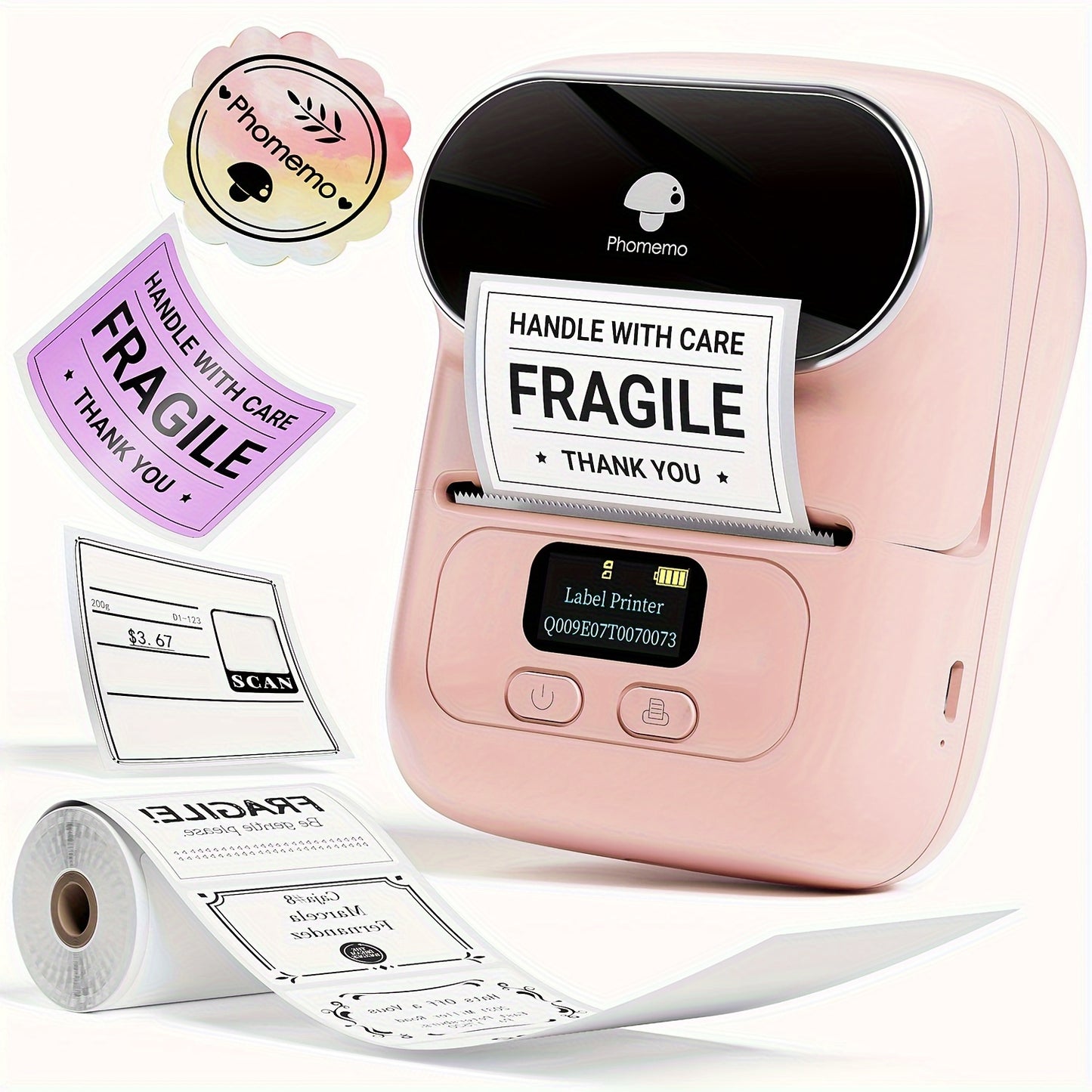 The Phomemo M110 Label Maker is a portable thermal printer compatible with Android, IOS, Windows & Mac, great for product, address, small business, sticker, home, or DIY labeling. It comes