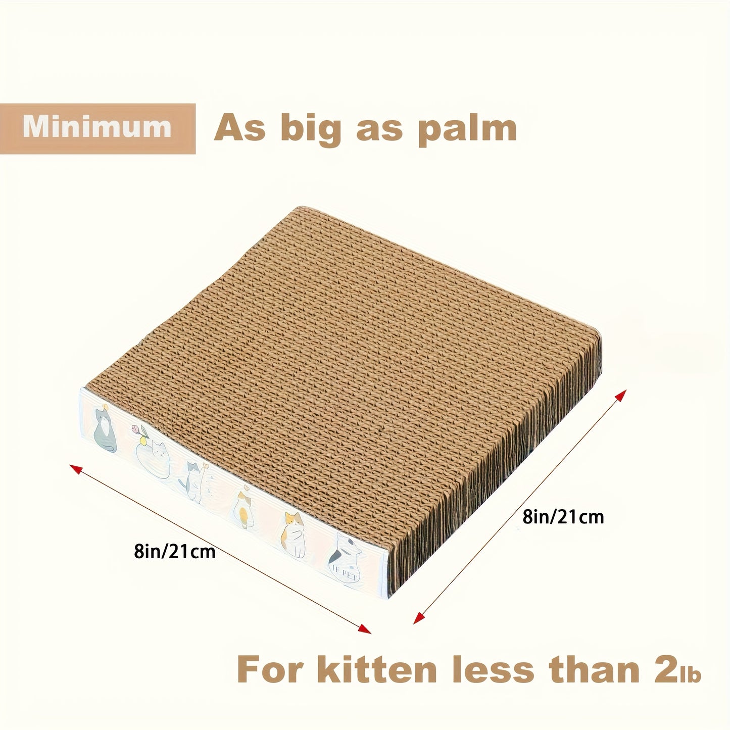 Durable cat scratcher pad made of extra-large corrugated cardboard, reversible with wave pattern, non-slip base, protects furniture and cares for cat's claws.