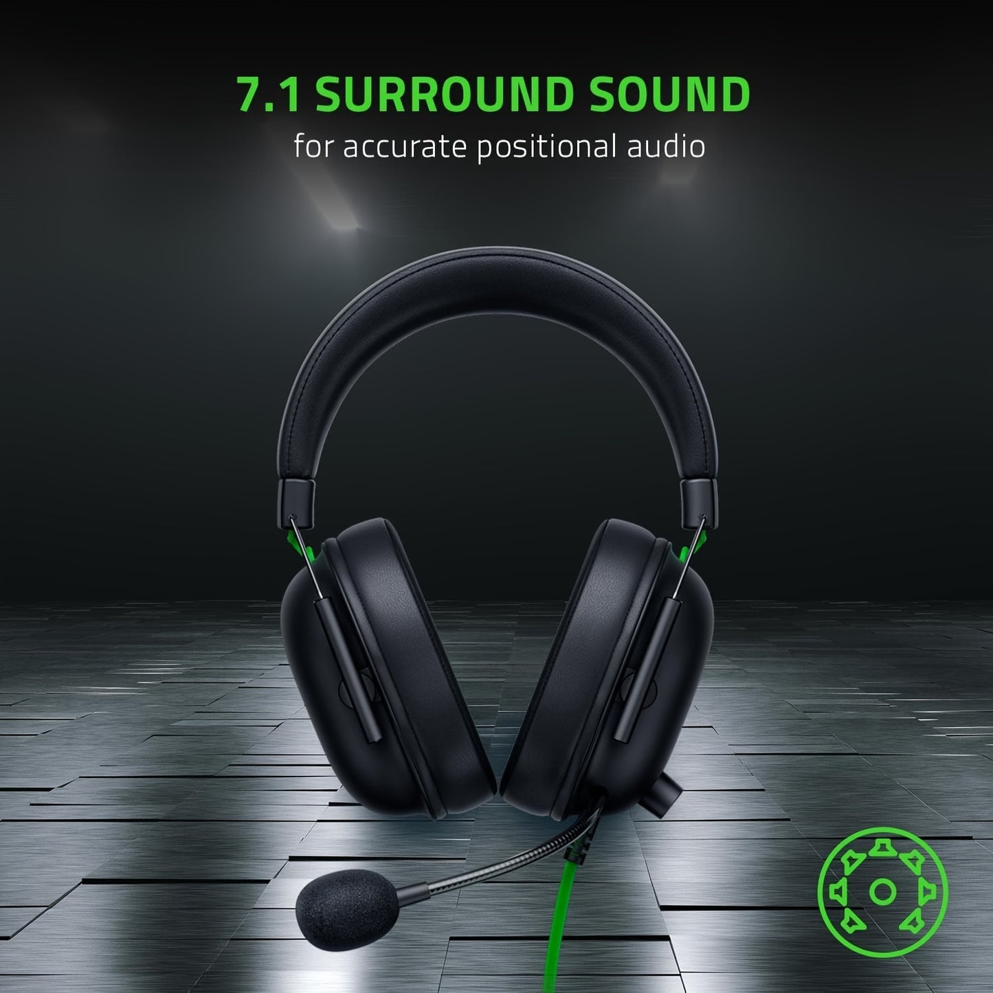 Razer BlackShark V2 X Gaming Headset with 7.1 Surround Sound and 50mm Drivers, Memory Foam Cushion, USB and 3.5mm Audio Jack, Non-Waterproof, for PC and Switch - Adult Game Headphones