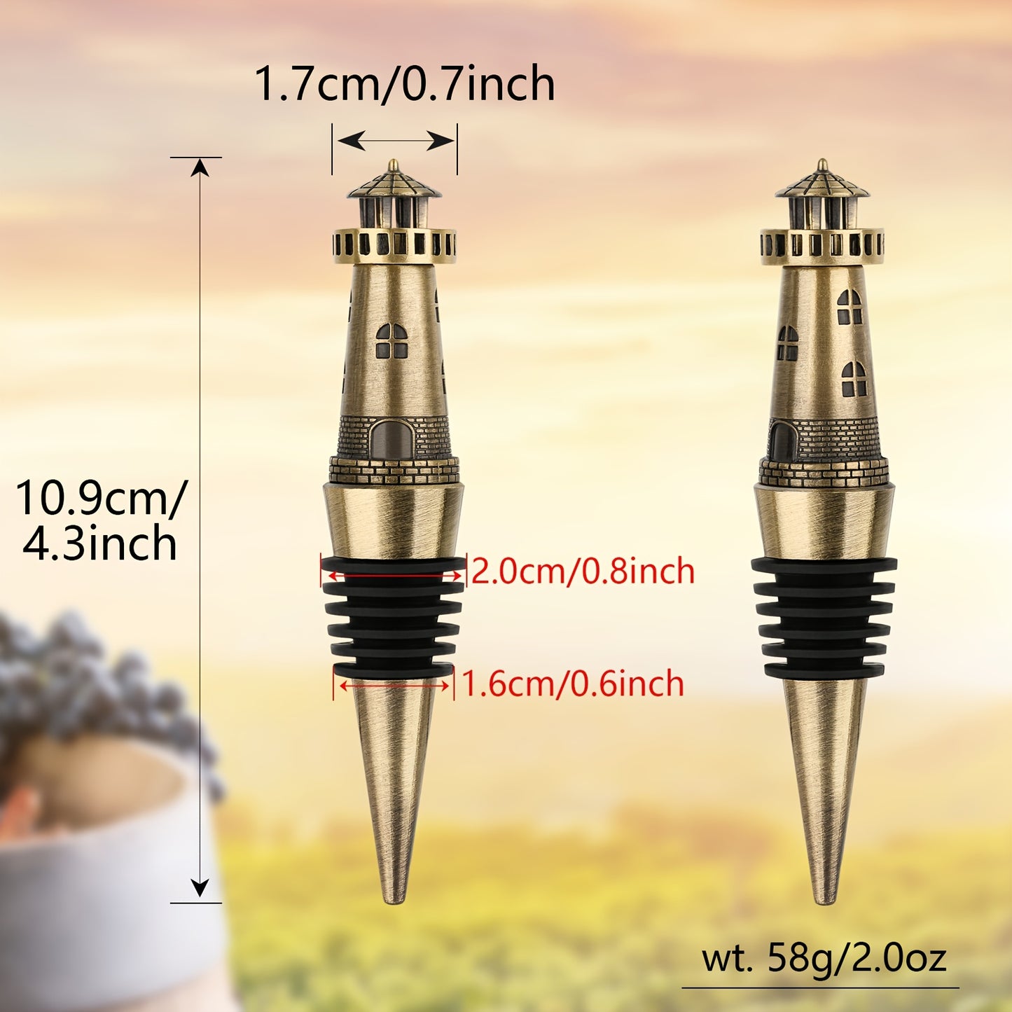 Nautical lighthouse wine stopper for pharos lovers - perfect wine gift with champagne stopper and wine saver.